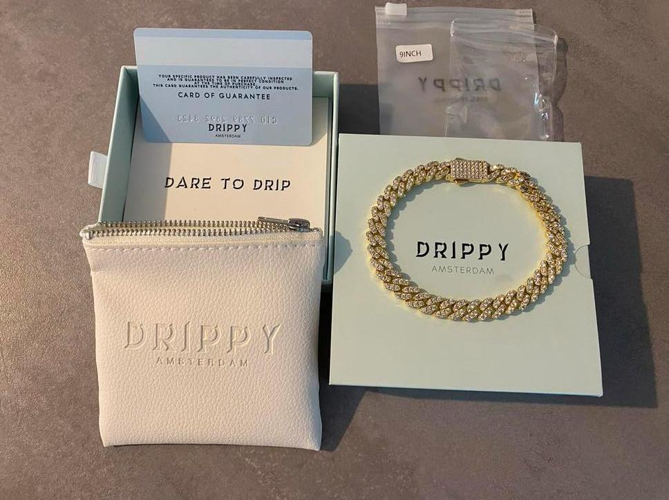 Drippy Amsterdam Gouden Armband met zirkonia NIEUW, Overige materialen, Nieuw, Ophalen of Verzenden, Goud