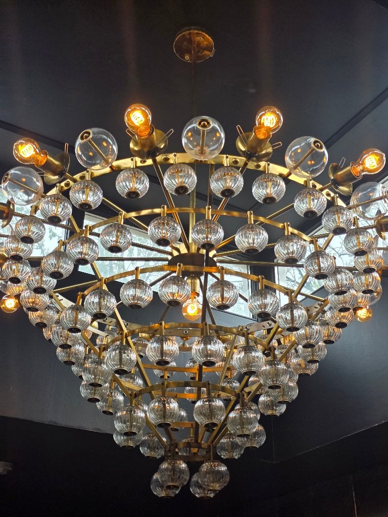 Unieke kroonluchter (2 stuks), Huis en Inrichting, Lampen | Kroonluchters, Ophalen, Gebruikt, Glas