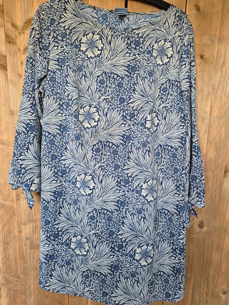 Morris & Co. Jurk met bloemenprint en strikdetails, H&M, Blauw, Maat 42/44 (L), Ophalen of Verzenden
