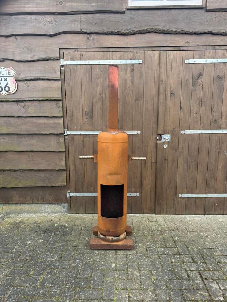 Mooie ijzersterke Tuinkachel, Ophalen, Zo goed als nieuw, Vrijstaand, Hout