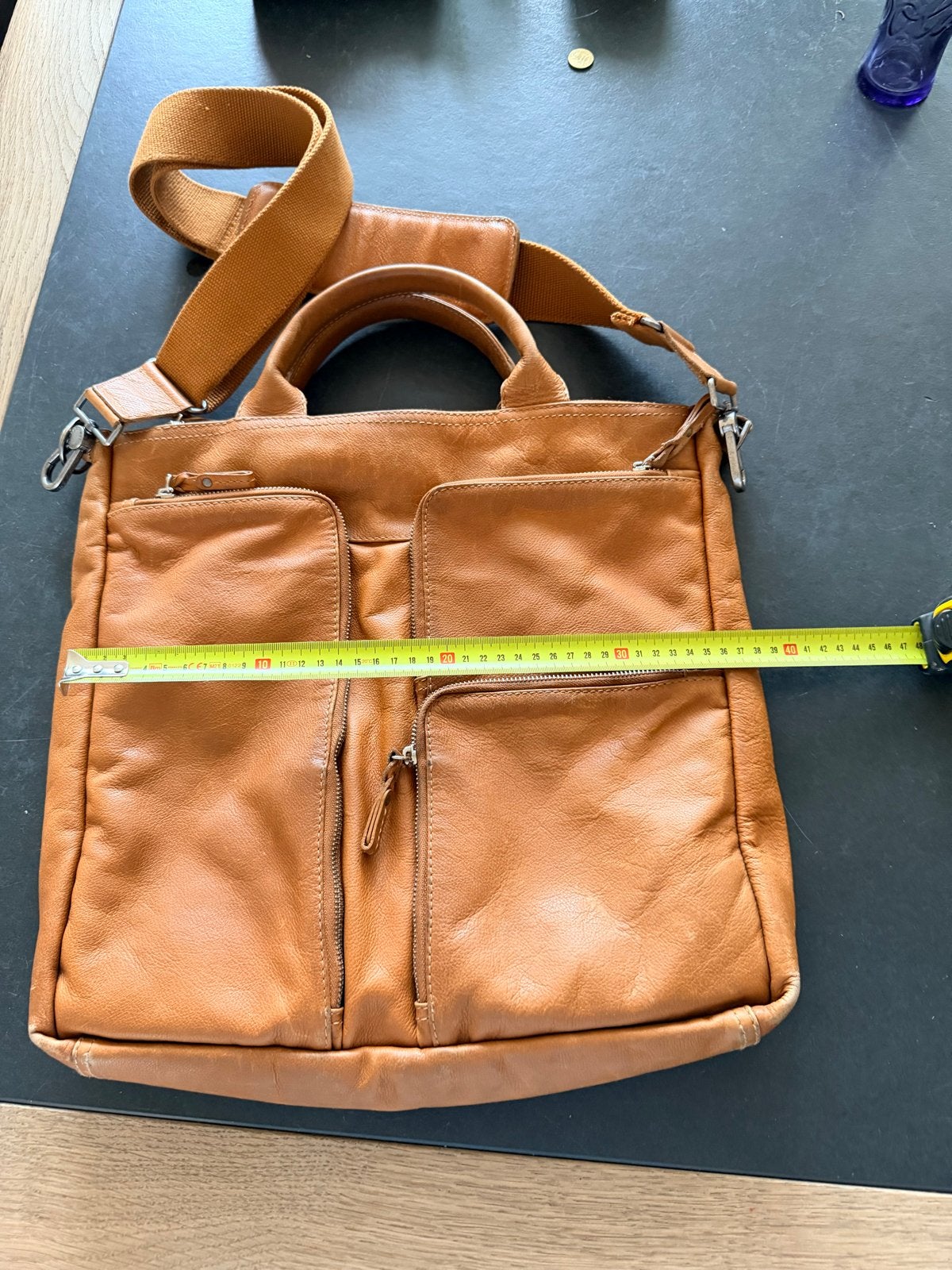 Leren schoudertas/laptoptas van Amsterdam Cowboys koopje, Ophalen of Verzenden, Gebruikt, Bruin, Schoudertasje