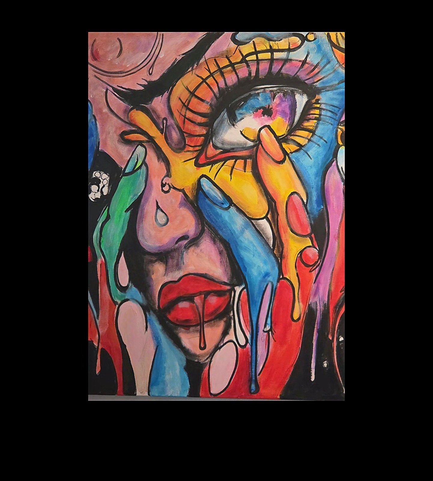 Kleurrijk Handgeschilderd Kunstwerk - Abstracte Emotie, Ophalen of Verzenden