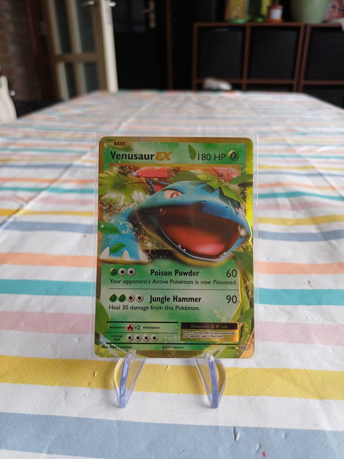 Venusaur EX Pokémon Kaart, Ophalen of Verzenden, Zo goed als nieuw, Losse kaart, Foil
