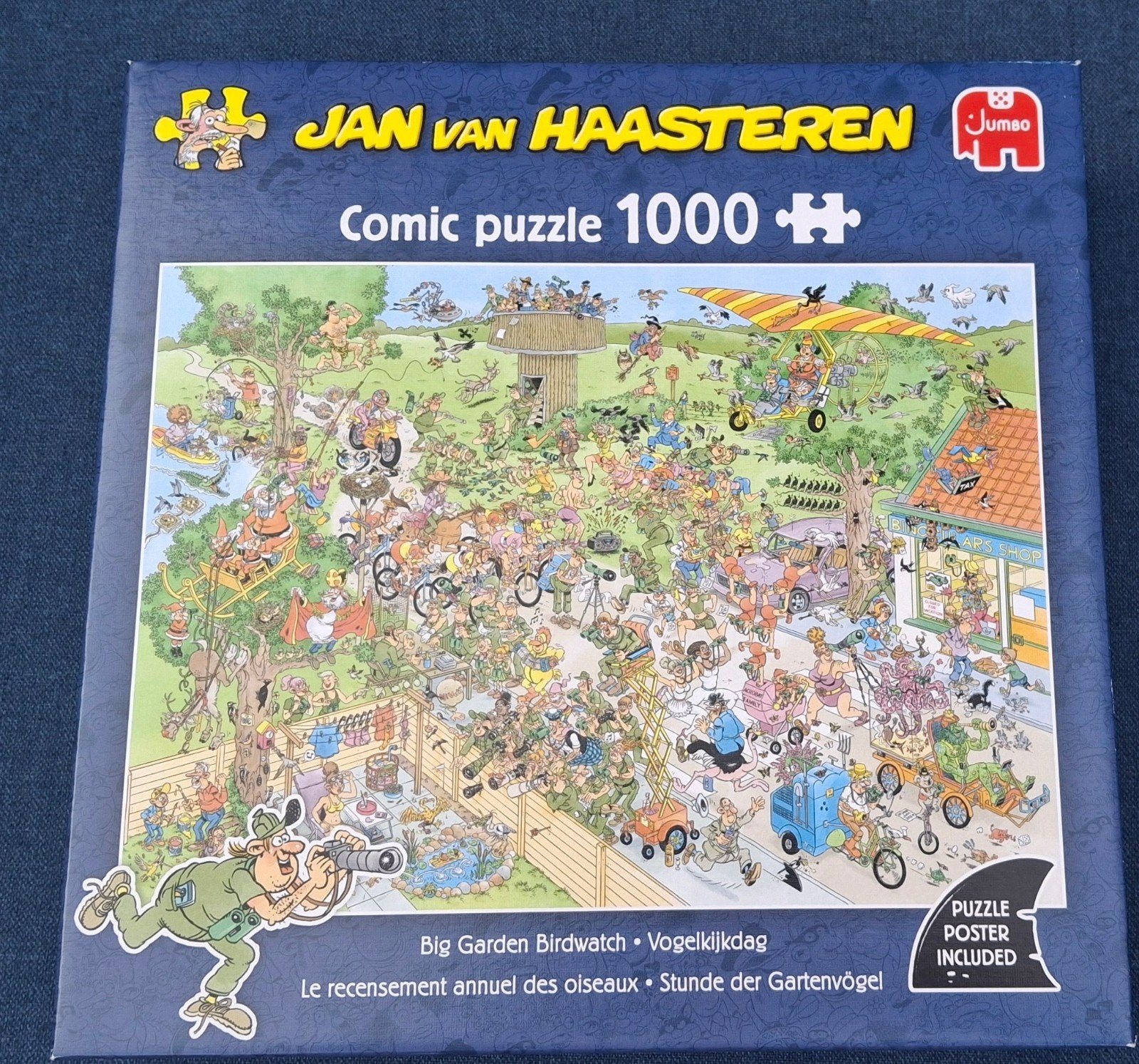 Jan van Haasteren Vogelkijkdag Big garden Birdwatch 1000st, Ophalen of Verzenden, 500 t/m 1500 stukjes, Zo goed als nieuw, Legpuzzel