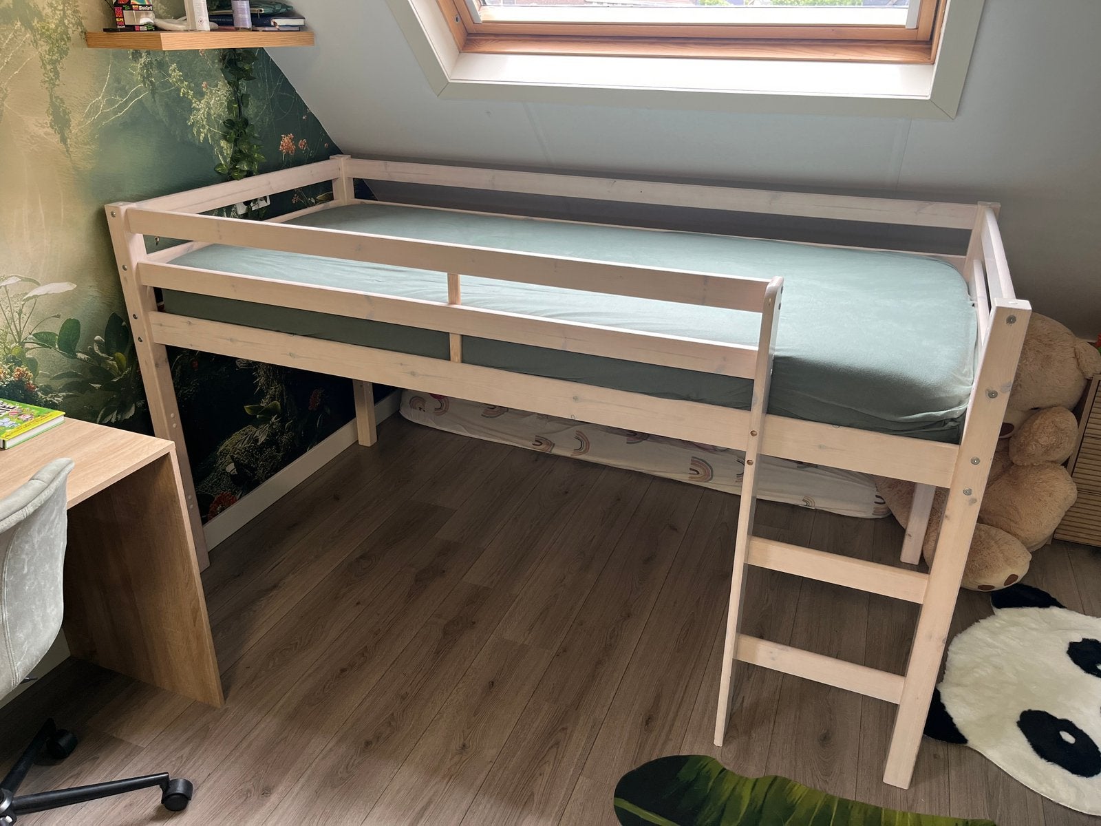 Halfhoogslaper (Ties) 90x200 whitewash, Ophalen, Zo goed als nieuw, Halfhoogslaper