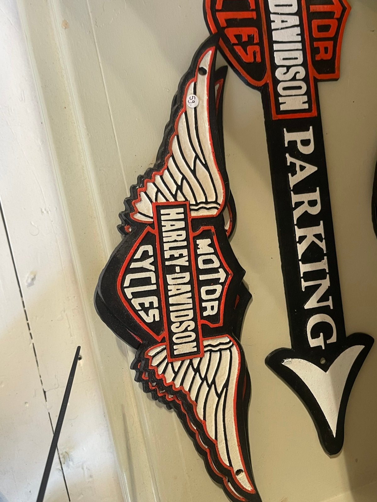 Harley davidson gietijzer bordjes, B, Ophalen of Verzenden, Zo goed als nieuw, By