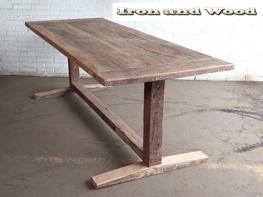 Maatwerk kasteeltafel / kloostertafel van oud eiken barnwood, Ophalen