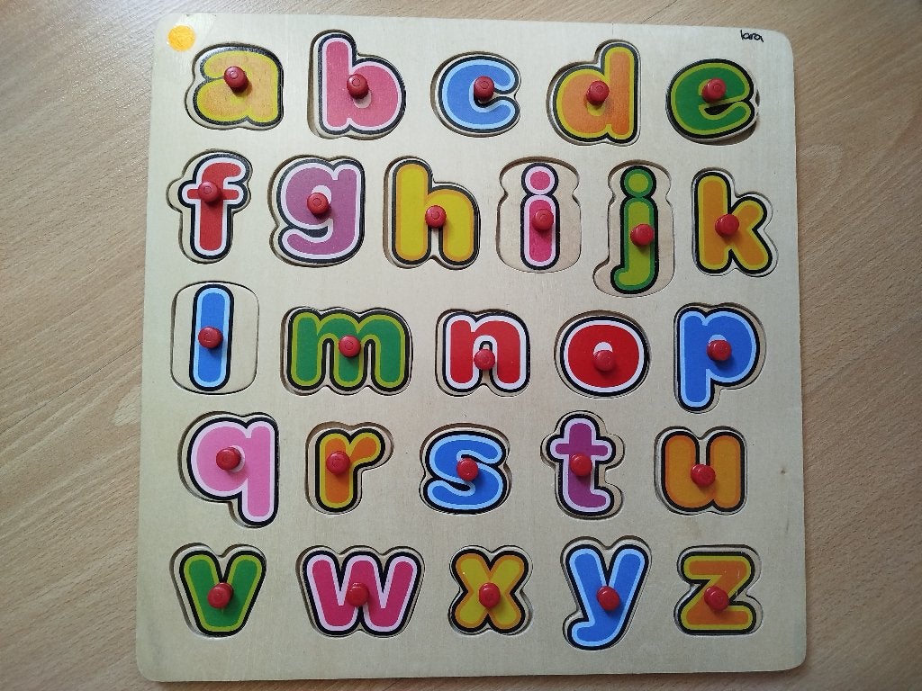 Houten puzzel alfabet, Ophalen of Verzenden, Gebruikt