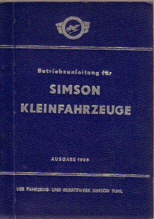 Simson Betriebsanleitung Kleinfahrzeuge 1966 (5098z), Verzenden
