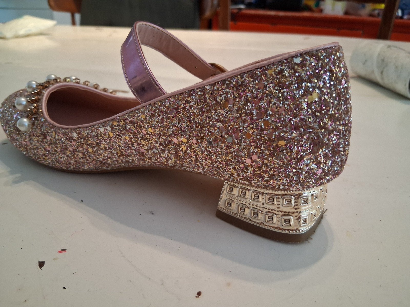 Roze Goud Glitter Prinsessen Schoenen Maat 36, Kinderen en Baby's, Ophalen of Verzenden, Gebruikt, Meisje, Schoenen