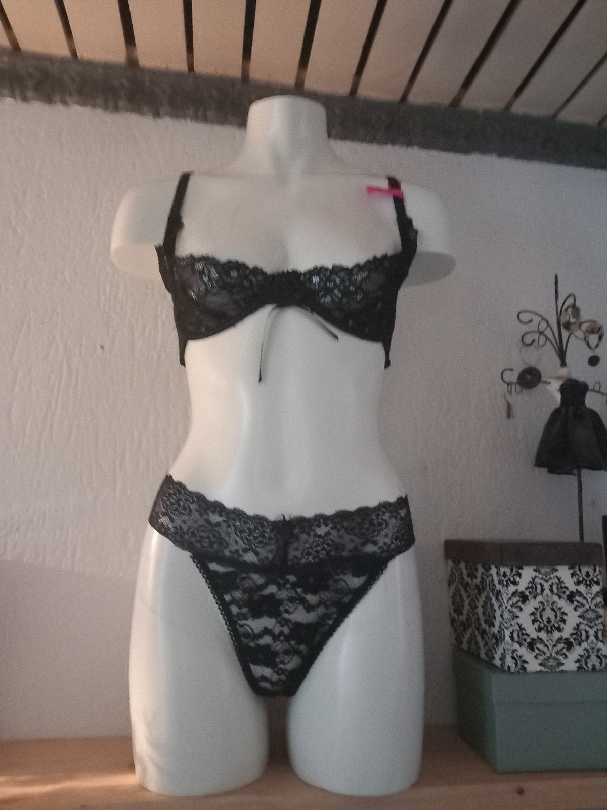 Lingerie setje kant zwart, Ophalen of Verzenden, Zwart, Setje