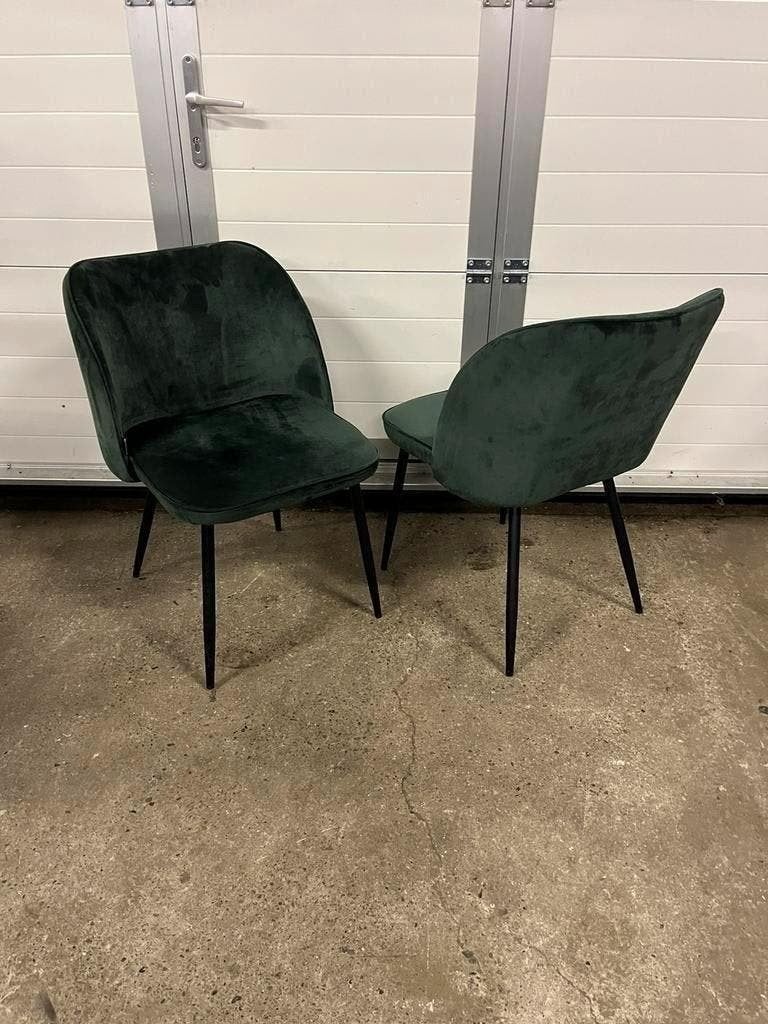 5 stuks luxe velvet groene restaurant stoelen, Ophalen, Overige kleuren, Zo goed als nieuw, Metaal