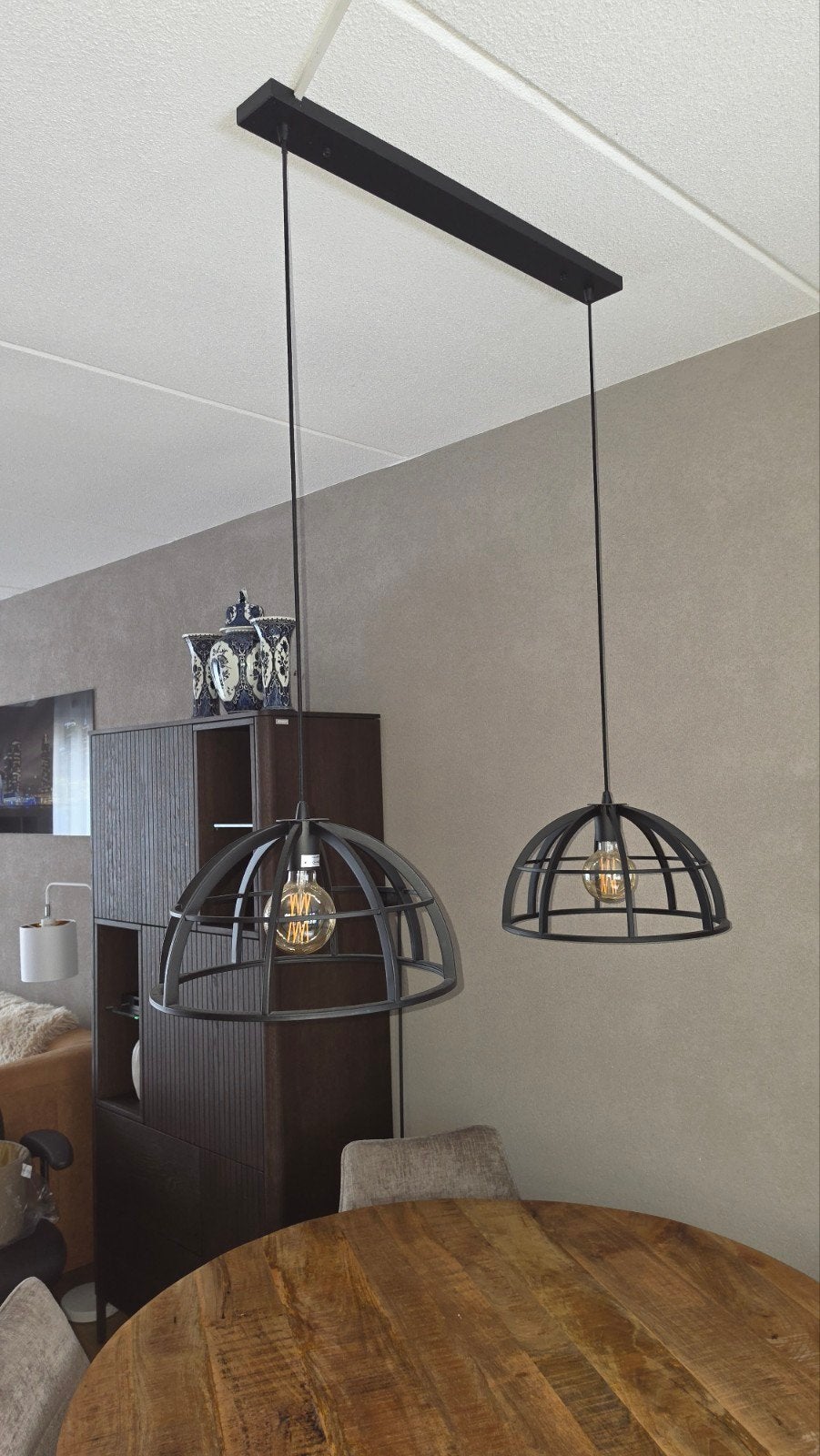 Lucide Dikra 2-lichts hanglamp - Modern industrieel, Ophalen, E27 (groot), Zo goed als nieuw, Modern industrieel