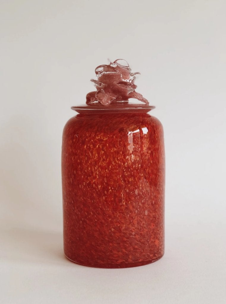 VOORRAADPOT/OPBERGPOT MET BLOEM, ROOD | HOME DELIGHT (NIEUW), -, -, Overige typen, Nieuw