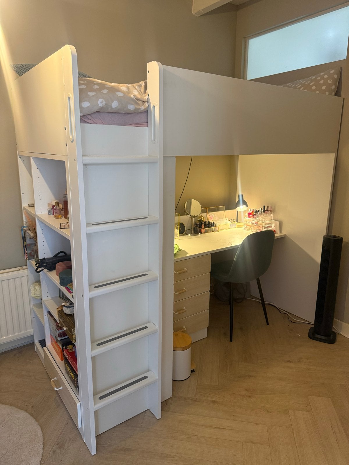 Ikea Smastad Hoogslaper met bureau en opbergruimte - Wit, Ophalen, Gebruikt, Eenpersoons, 200 cm