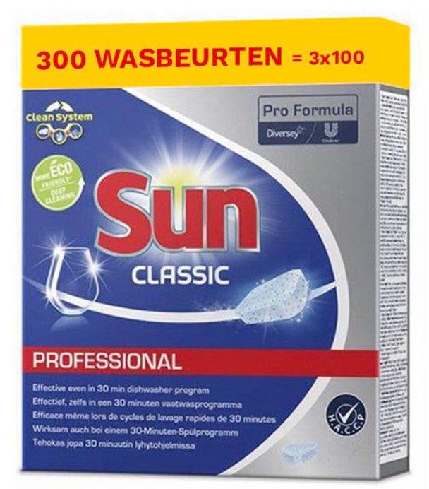 3x100 Sun Classic Professional Vaatwastabletten - 100 stuks, Ophalen of Verzenden, Nieuw