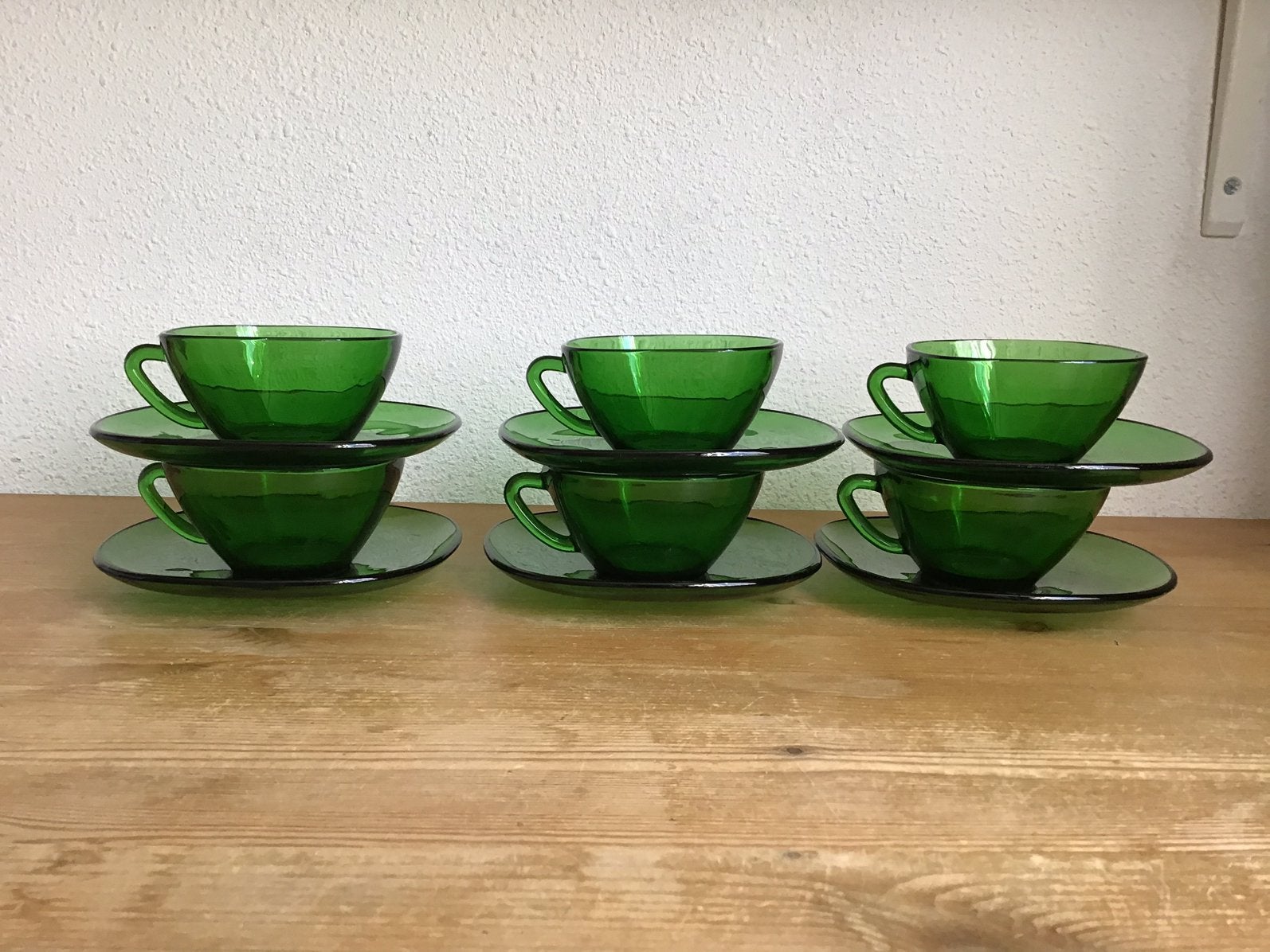 6 Vereco groen kop en schotels., Verzamelen, Retro, Ophalen of Verzenden