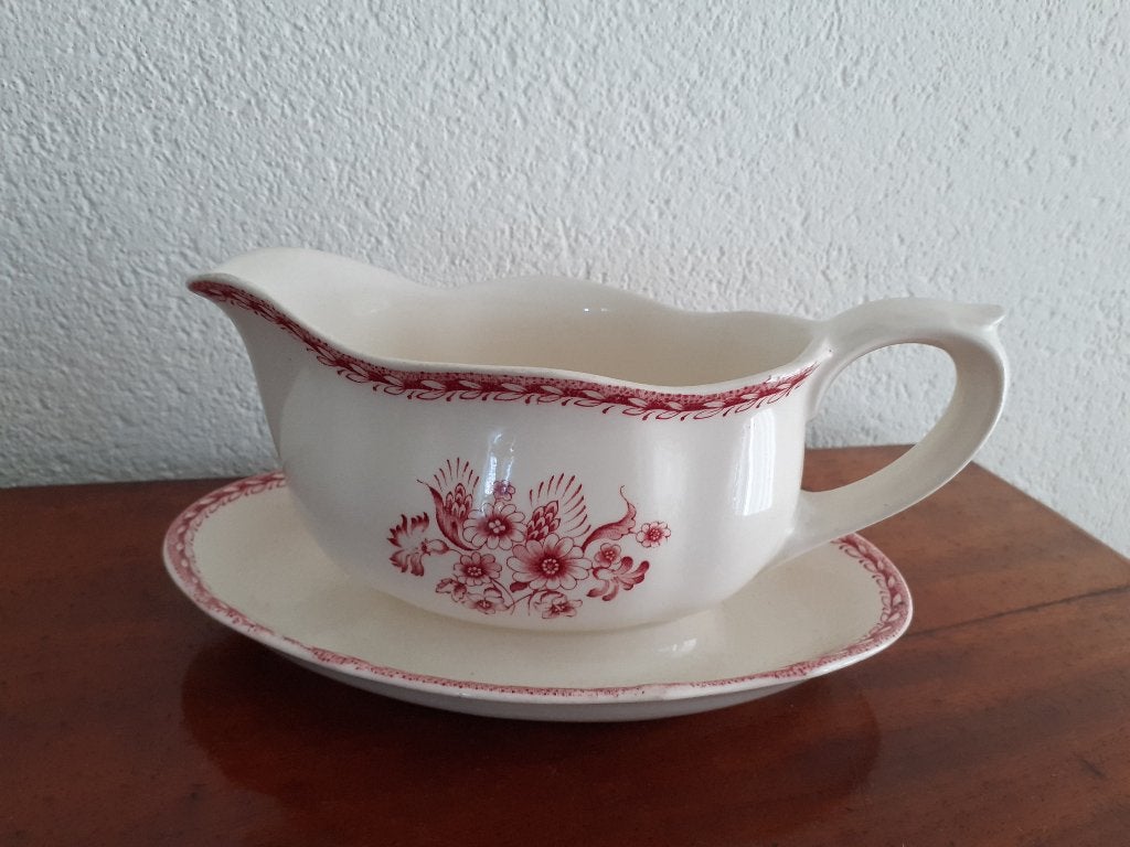 Antieke ARABIA sauskom roze met vaste schotel *eureka*, Ophalen of Verzenden