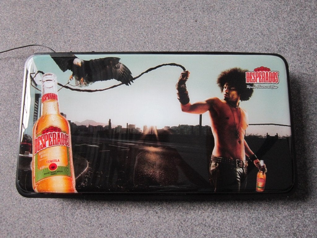 DESPERADOS BIER LICHTRECLAME, Verzamelen, Merken en Reclamevoorwerpen, Ophalen, Zo goed als nieuw, Lichtbak of (neon) lamp