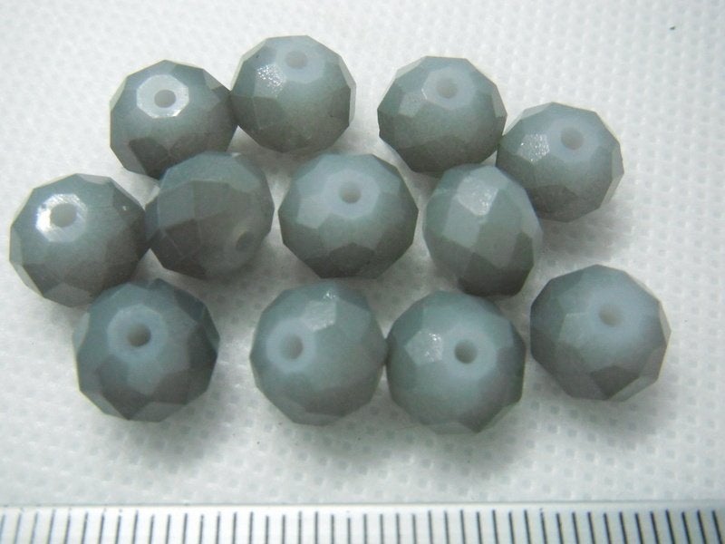 12 glas facet rondellen 10x7mm. muis grijs, Ophalen of Verzenden, Nieuw, Kraal