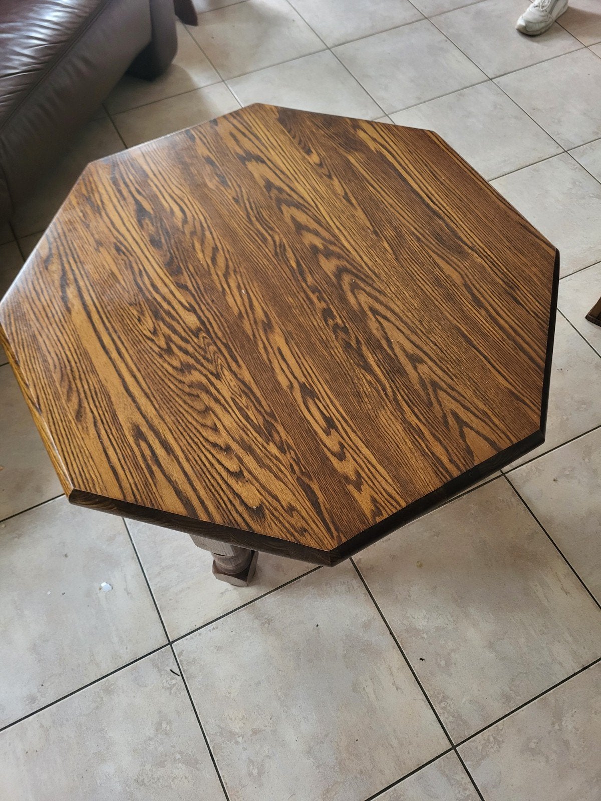 Zeshoekige houten salontafel, Huis en Inrichting, 50 – 75, Gebruikt, 50 tot 100 cm, Klassiek