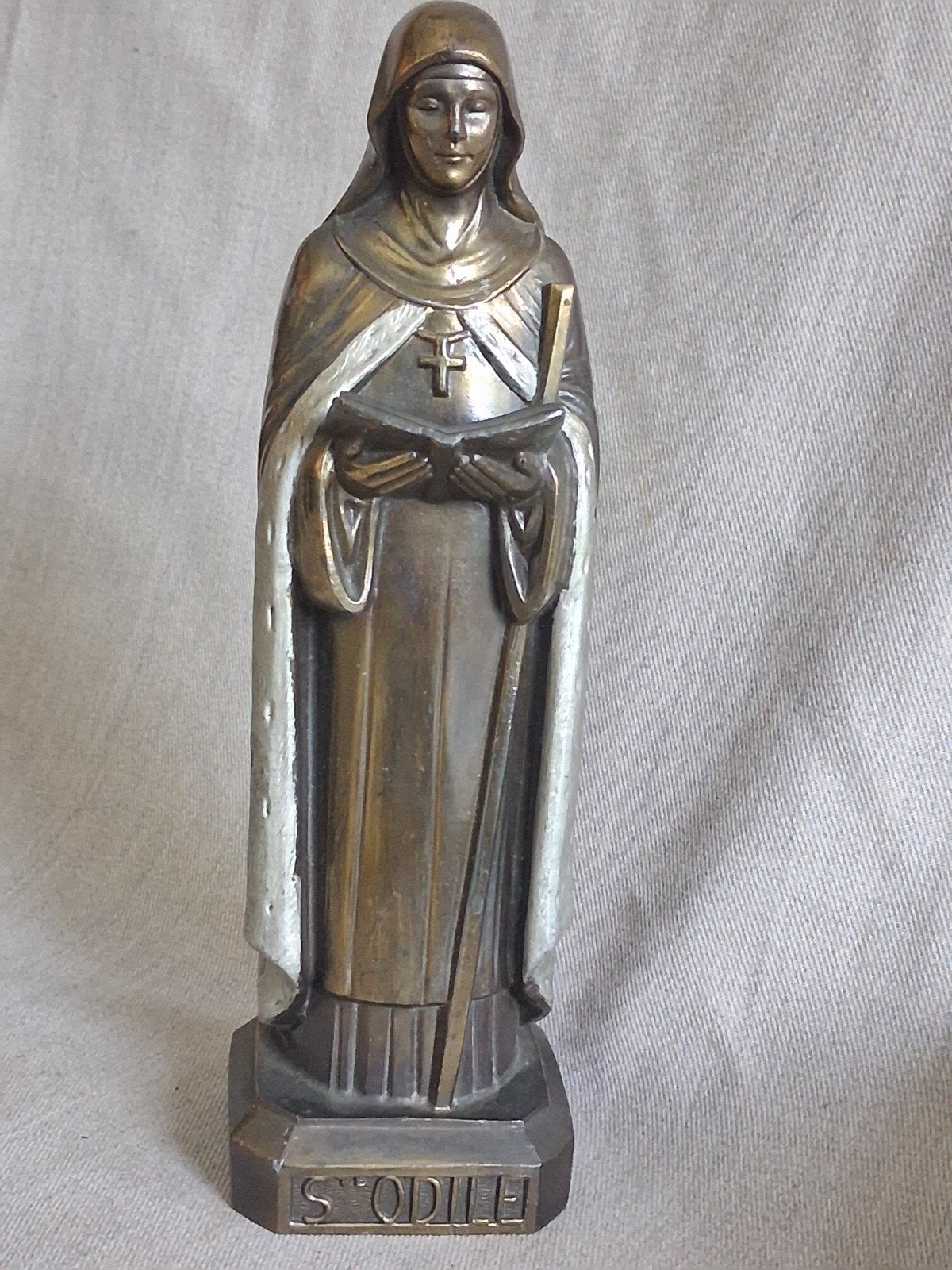 Antiek messing beeld "Ste Odile" maria, madonna, Ophalen of Verzenden
