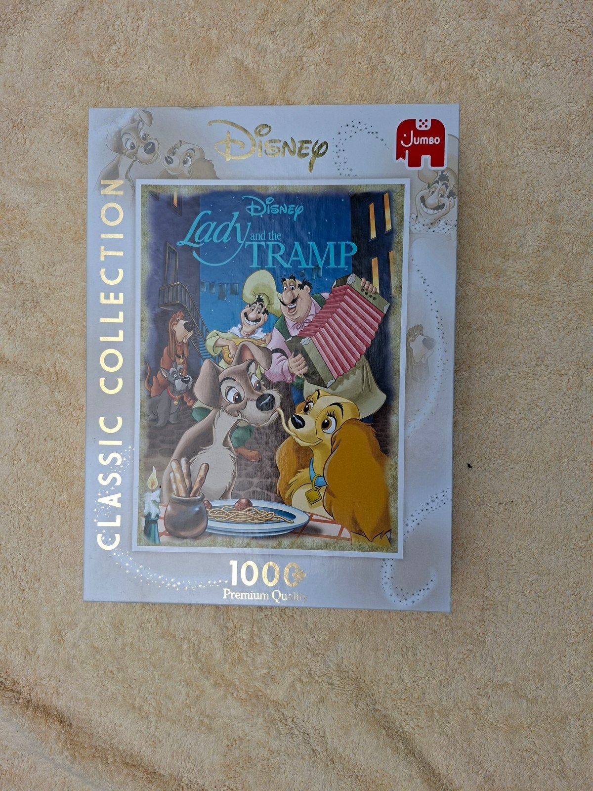 Disney puzzel Lady amd the Tramp, Ophalen of Verzenden, 500 t/m 1500 stukjes, Zo goed als nieuw, Legpuzzel