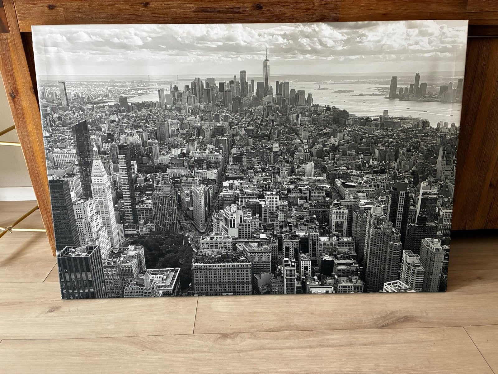 Canvas schilderij New York skyline zwart-wit 120x80cm, Ophalen, 50 – 75, Zo goed als nieuw, Schilderij