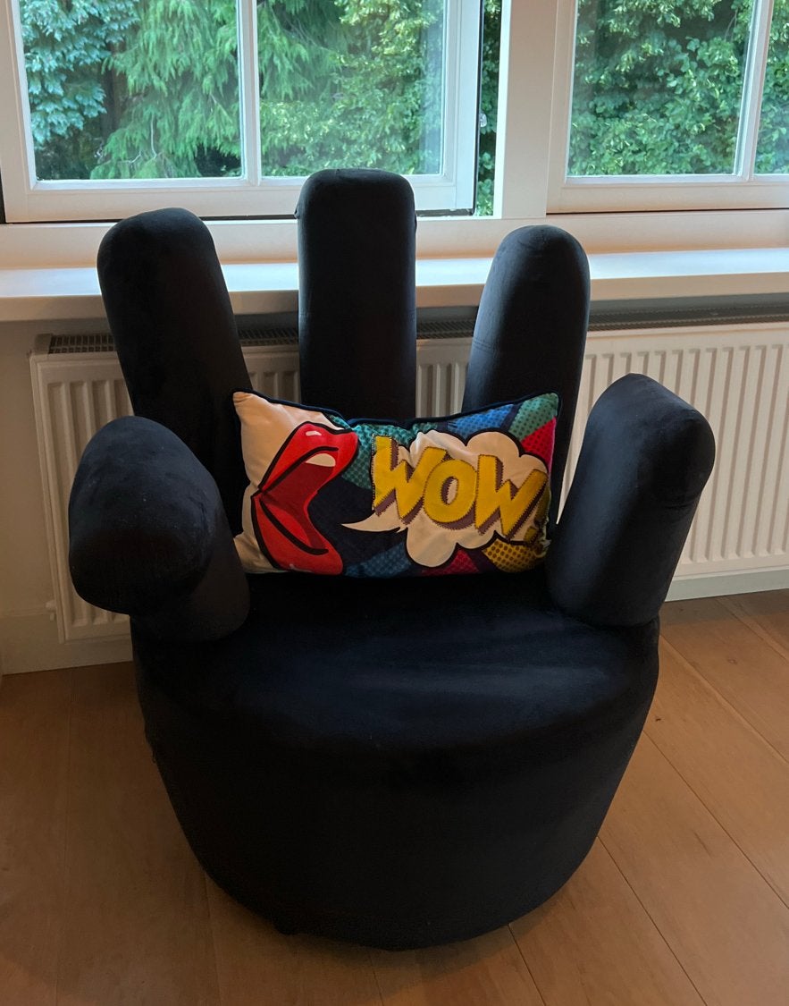 Blauwe handstoel met kussen, zo goed als nieuw, Blauw, Ophalen of Verzenden, Zo goed als nieuw, Eén