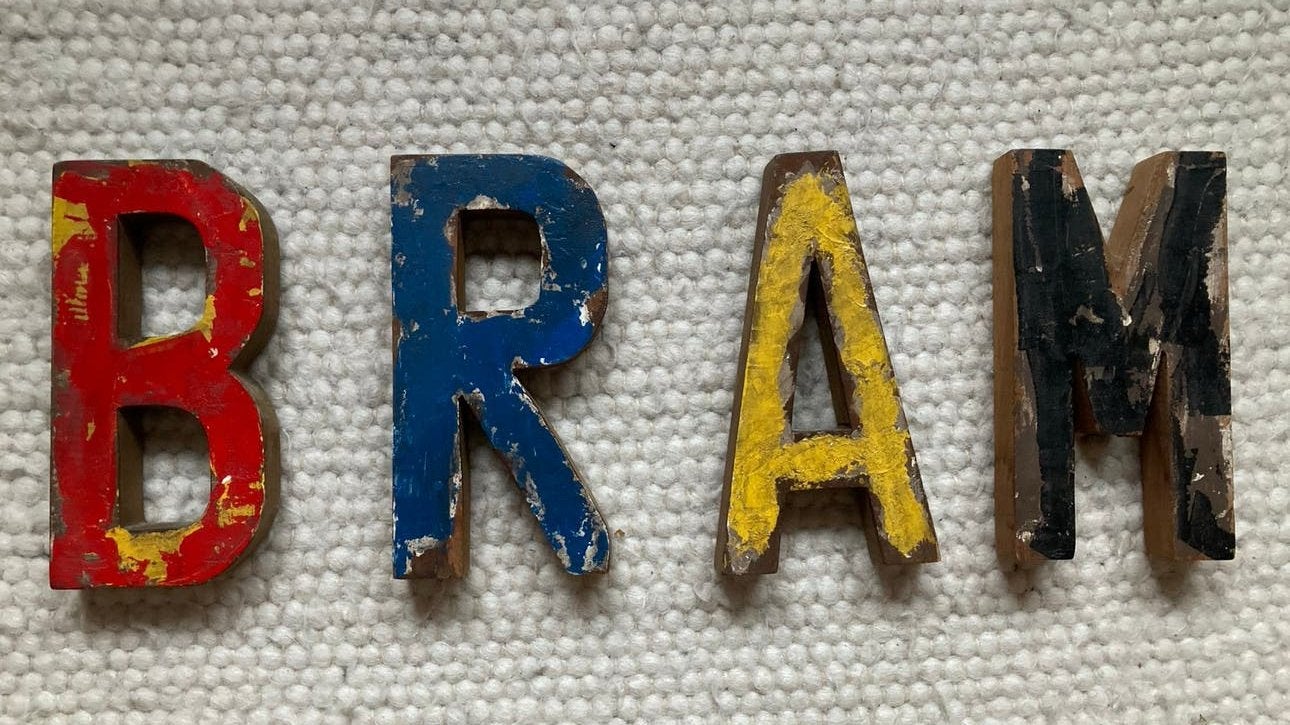 Decoratieve (kinder)kamer letters naam Bram, Gebruikt, Meerkleurig, Ophalen of Verzenden, Vintage