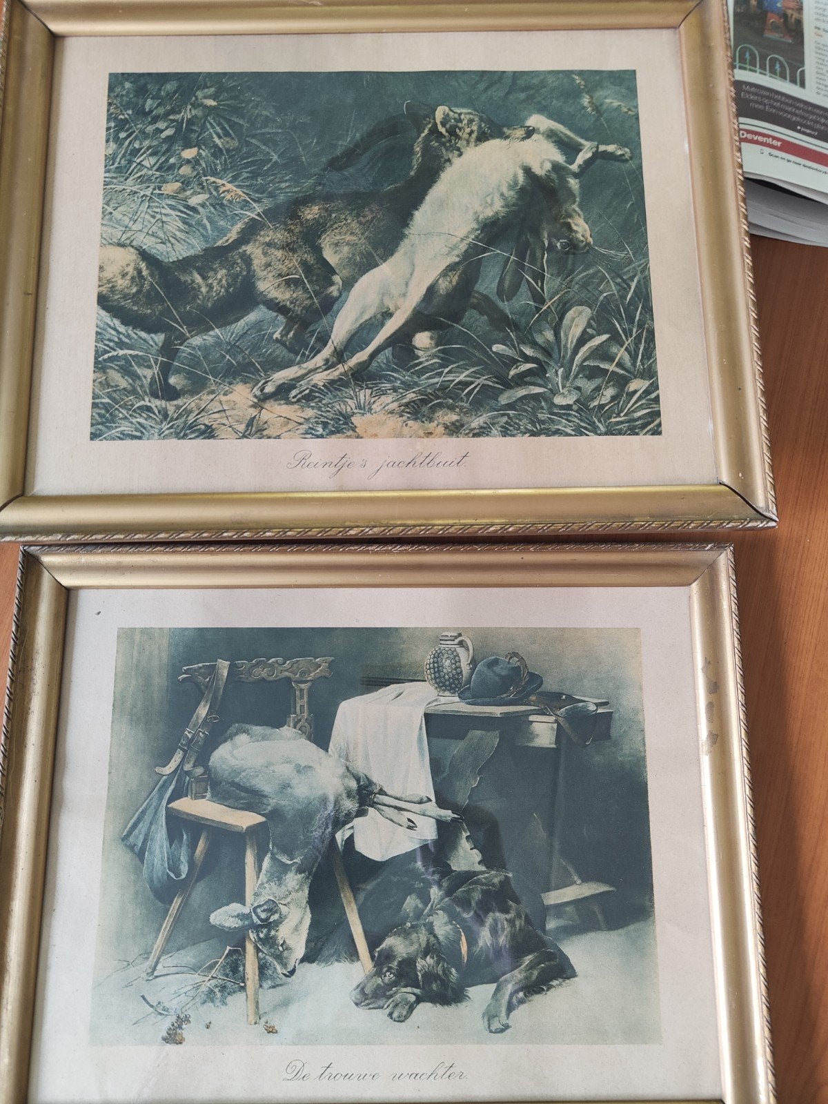 antieke jacht jagers Reintjes jachtbuit  & de trouwe wachter, Ophalen of Verzenden