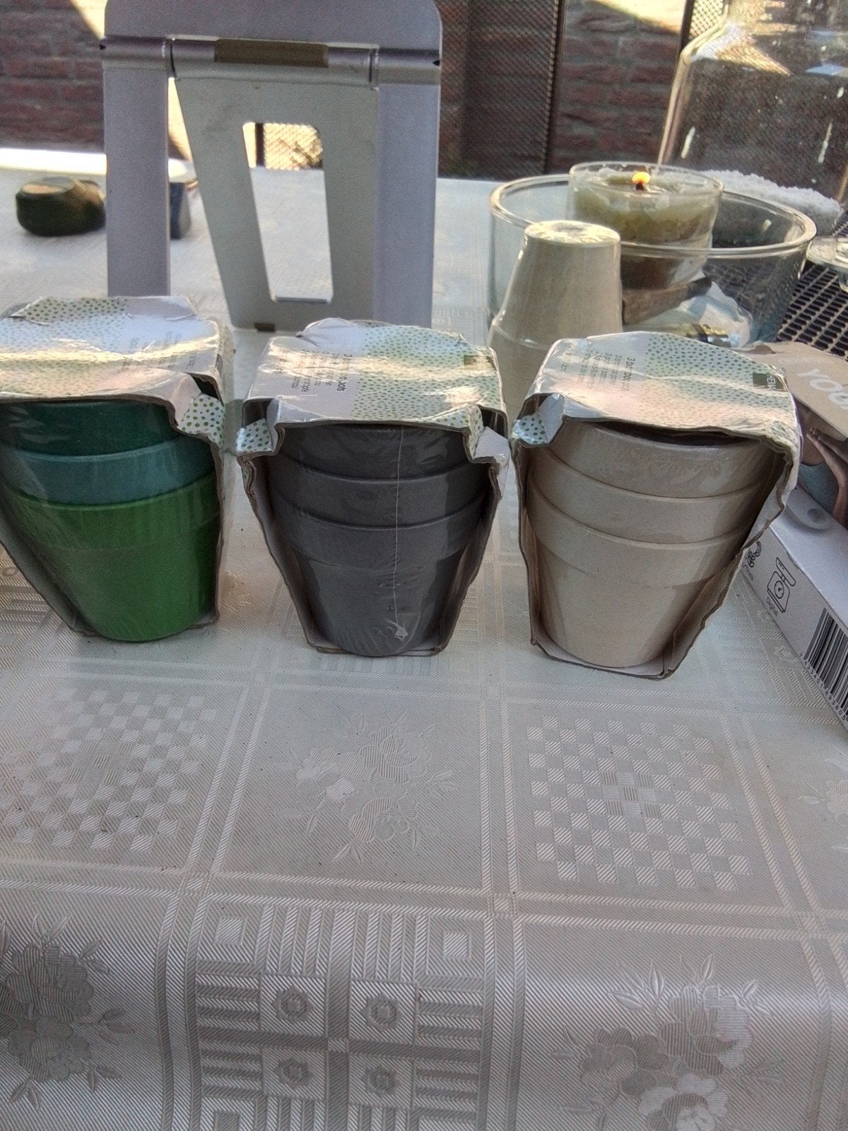 Nieuwe HEMA Bamboe Bloempotten (3 stuks), Overige materialen, Minder dan 30 cm, Minder dan 60 cm, Rond