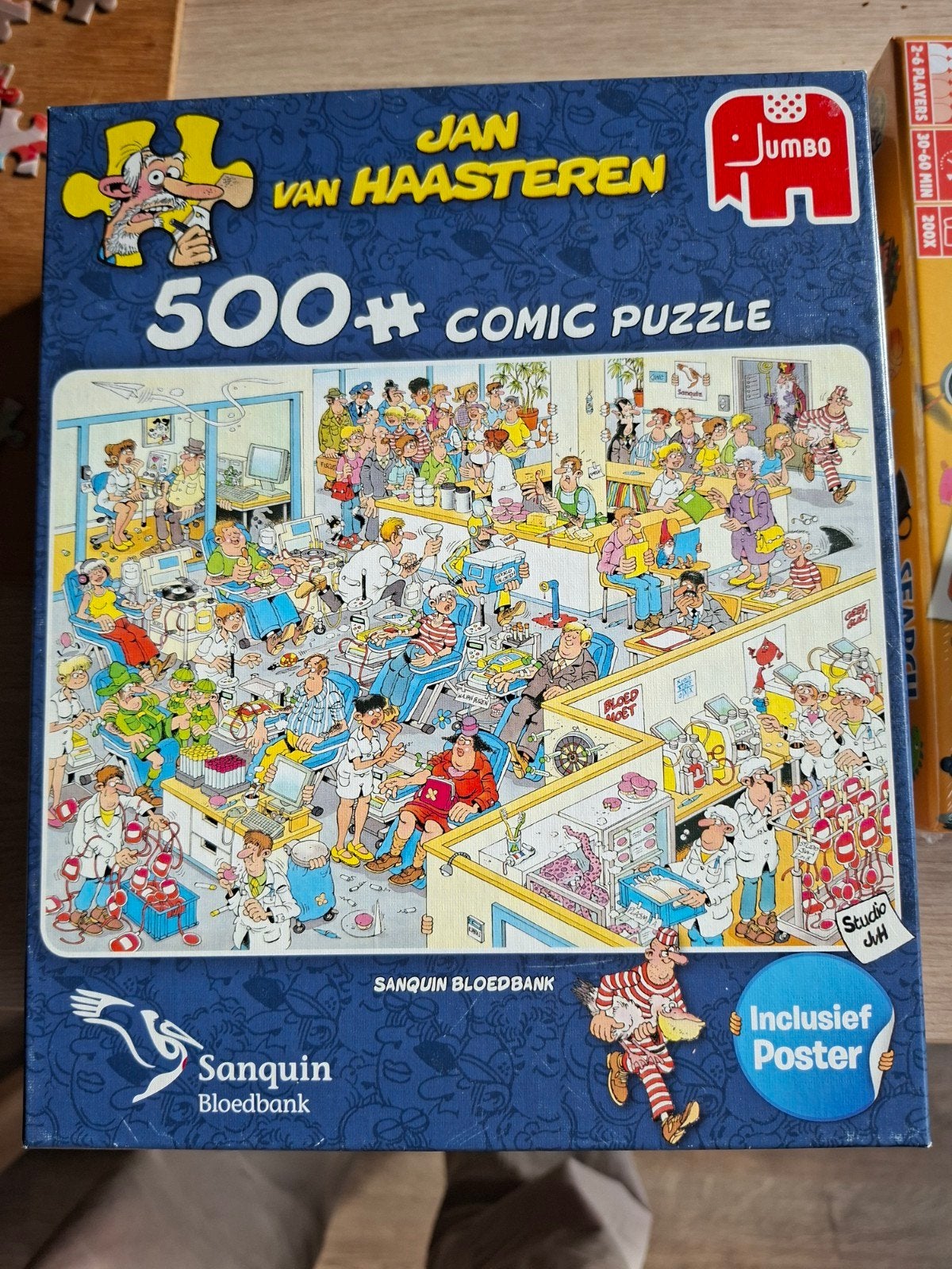rookvrij sint idee Jan van Haasteren 500st  Puzzel Bloedbank, Ophalen of Verzenden, 500 t/m 1500 stukjes, Zo goed als nieuw, Legpuzzel