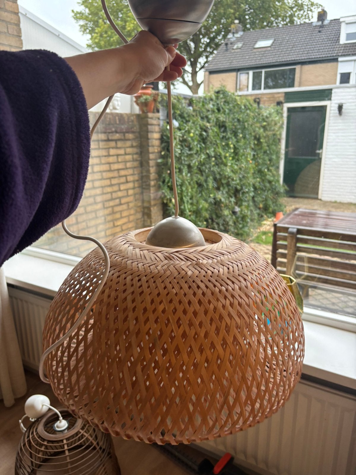 Lamp ikea hang bamboe, Huis en Inrichting, Ophalen, Gebruikt, Rond, Plafondlamp