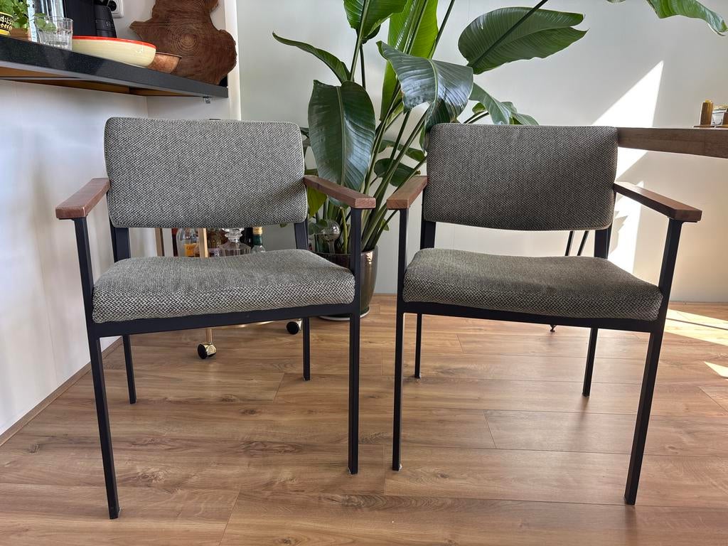2x Loods 5 Bridges Herringbone Eetkamerstoel Groen/Zwart, Ophalen, Gebruikt, Twee, Overige kleuren