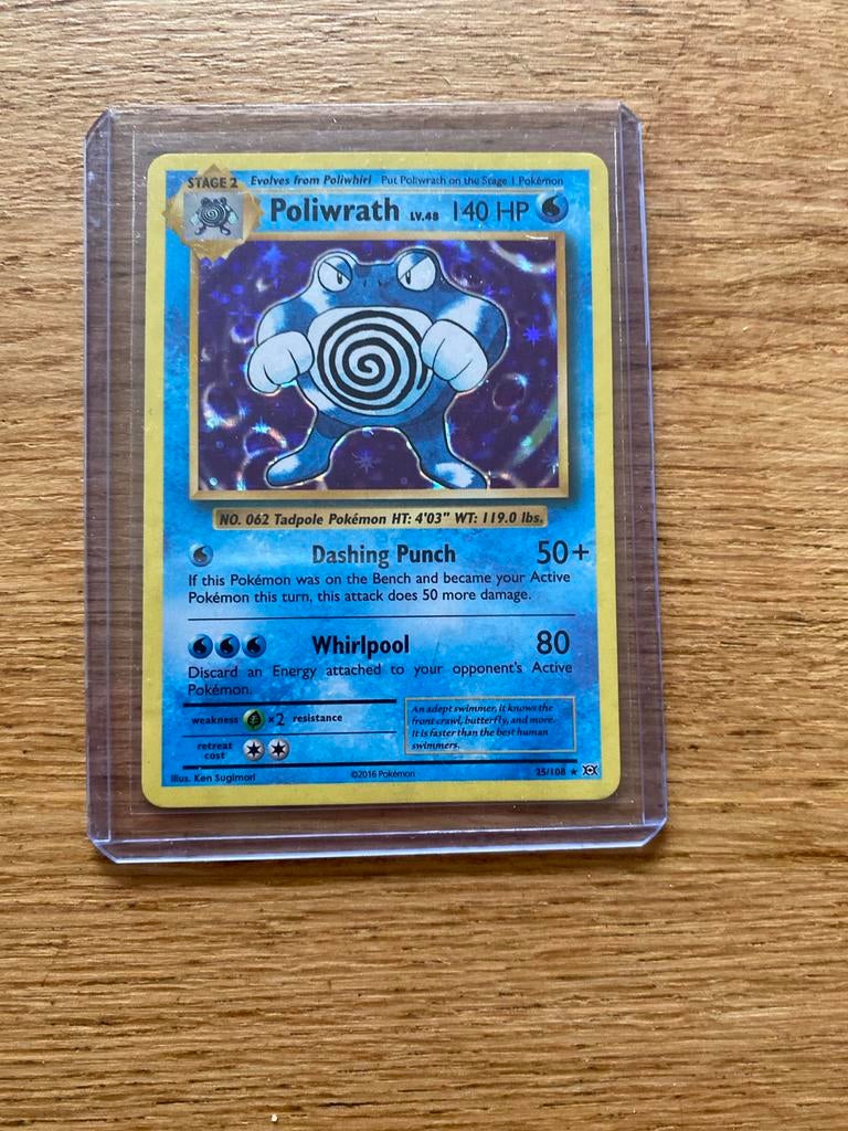 Poliwrath Pokémon kaart 2016 - Onbeschadigd met hard sleeve, Ophalen of Verzenden, Zo goed als nieuw, Losse kaart