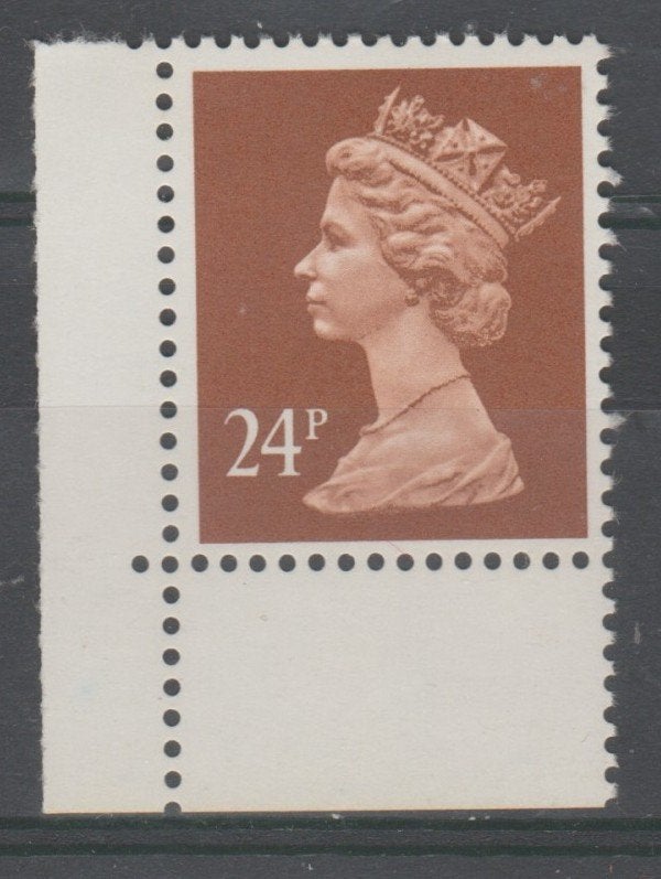 GB 1992 24p Chestnut phosphorised bottom corner left**, Ophalen of Verzenden, Postfris