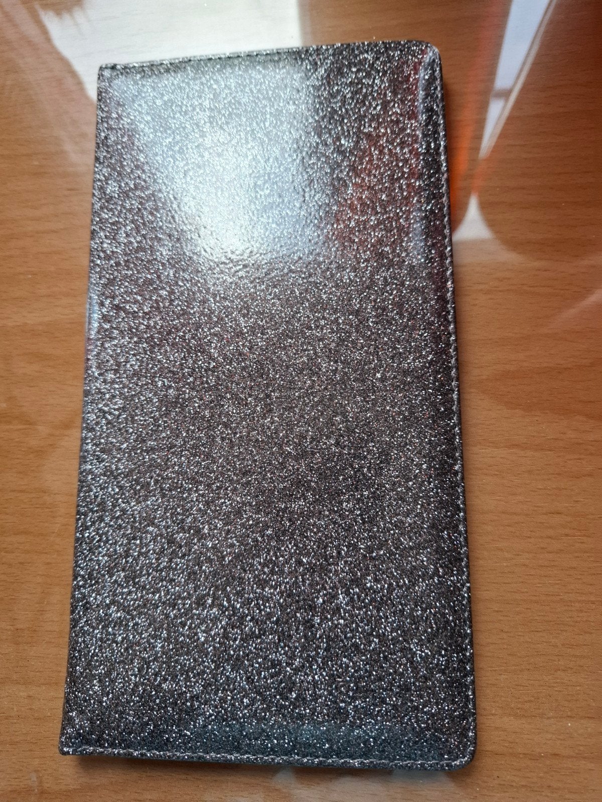Nieuwe zilveren glitterende autopapierenmap 24x13cm, Verzenden, Nieuw