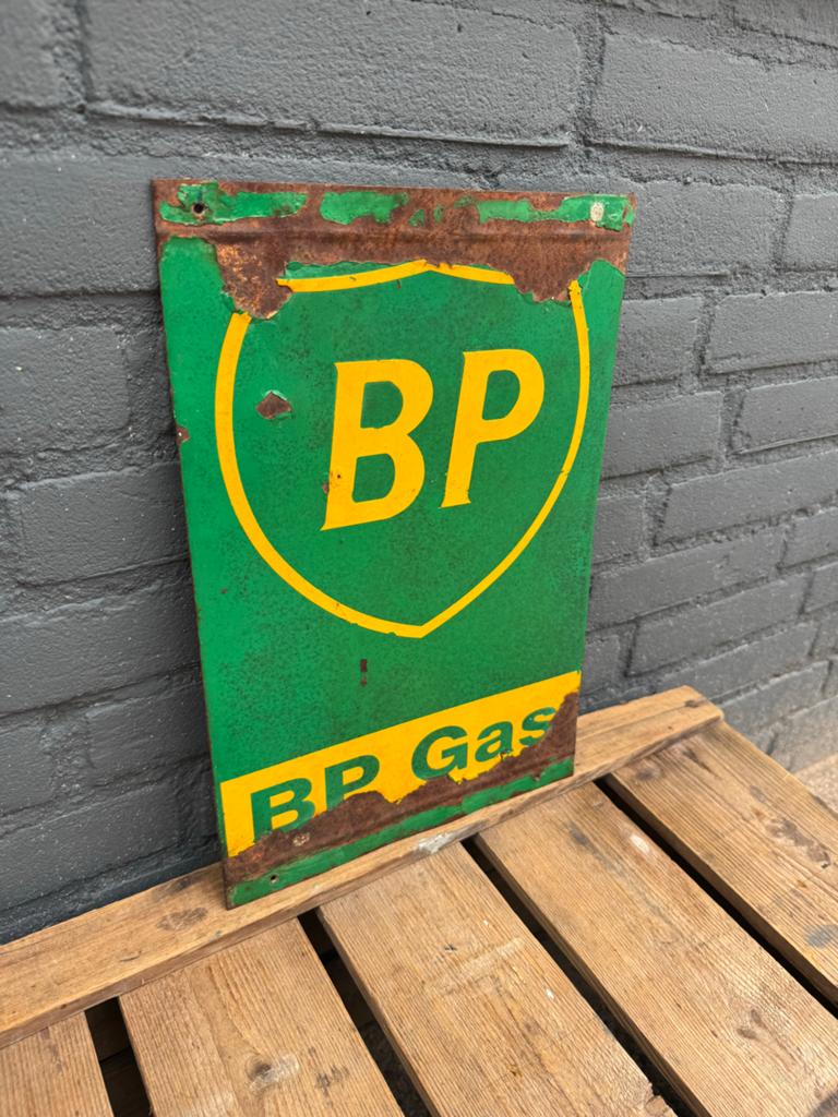 BP Gas oud reclame bordje, Reclamebord, Gebruikt, ., Ophalen of Verzenden