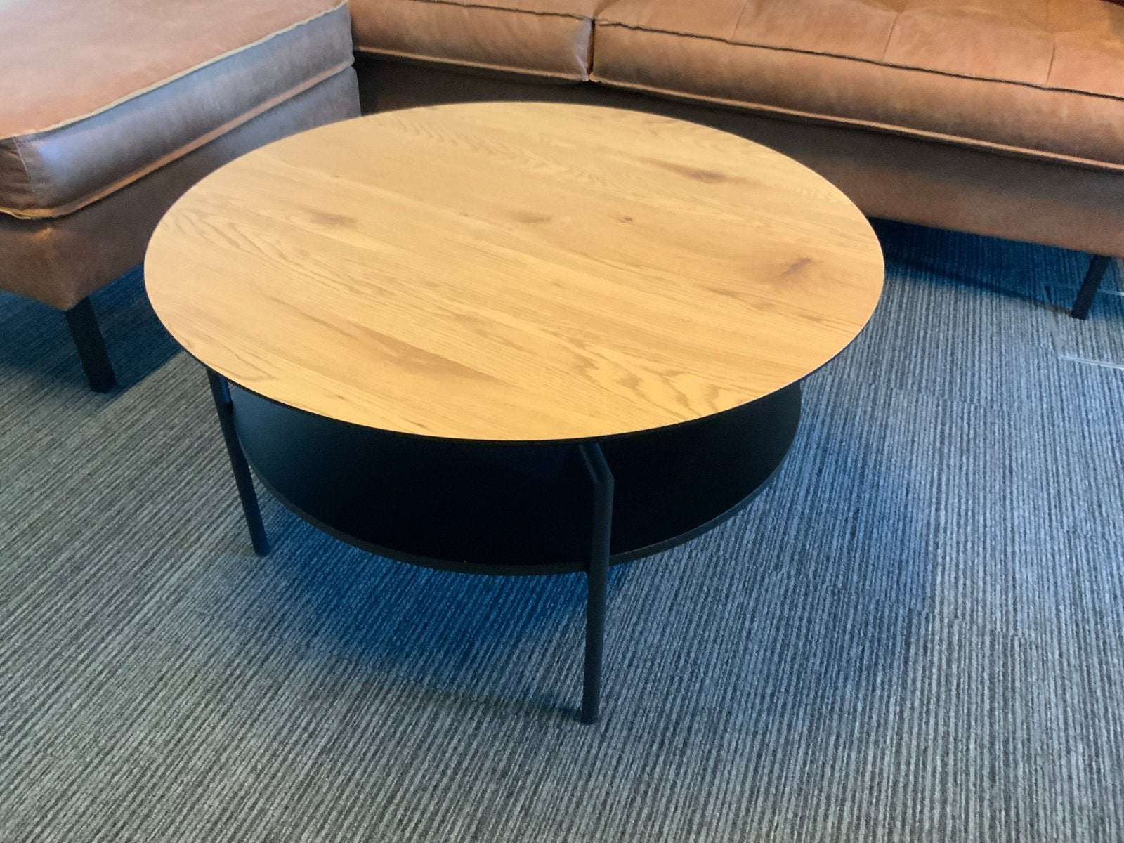 MOOS Silverstone Salontafel met Houten Blad, Ophalen, Rond, 50 tot 100 cm, Zo goed als nieuw