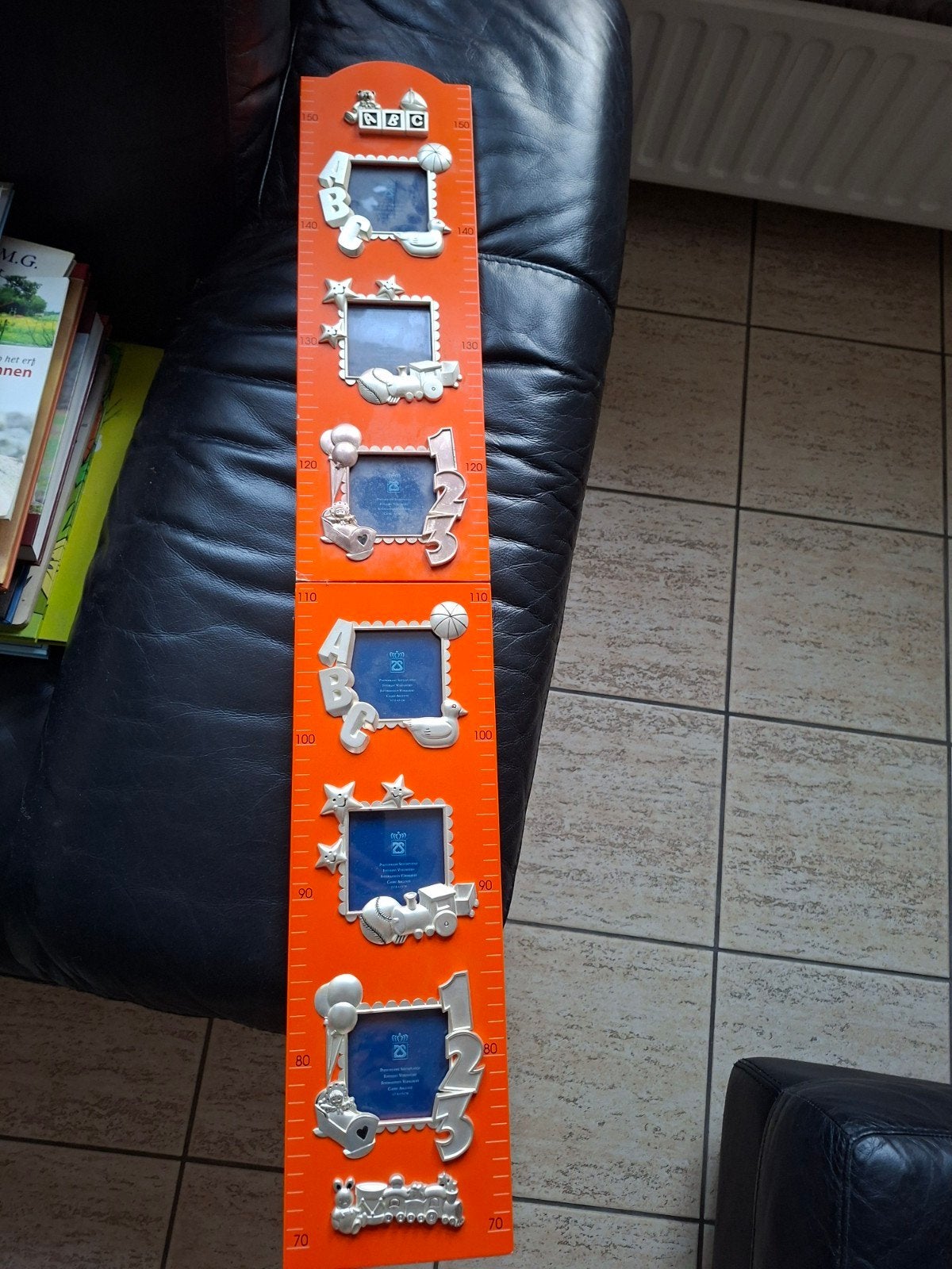 Zilverstad Kinderlengtemeter met Fotolijstjes, Ophalen of Verzenden, Gebruikt
