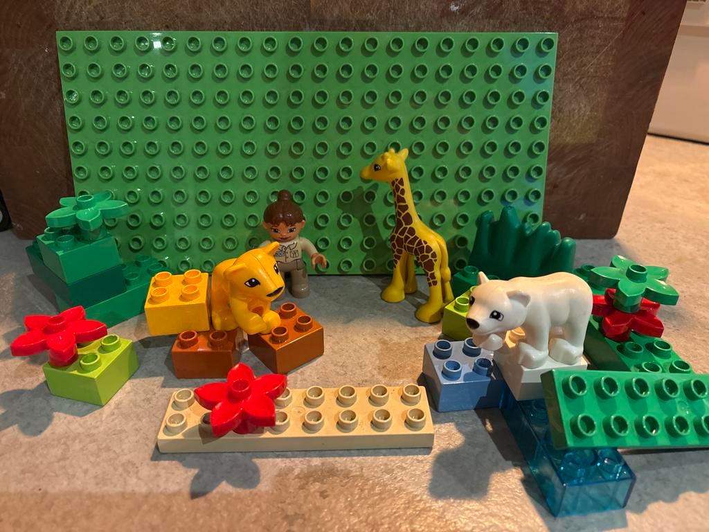Lego Duplo grondplaat, dieren, poppetje en blokken, Ophalen of Verzenden, Gebruikt, Losse stenen, Duplo