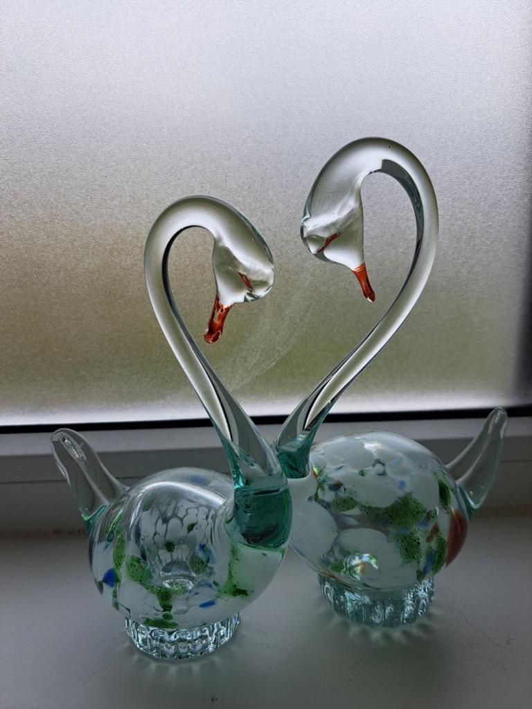 Glazen Zwanen Beeldjes - Decoratieve Set, Ophalen of Verzenden