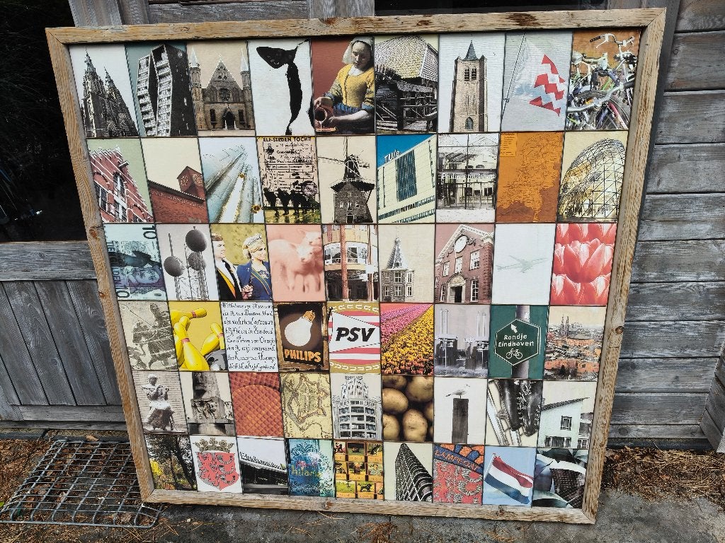 Canvas schilderij Eindhoven, Antiek en Kunst, Ophalen of Verzenden, Textiel, Stadsgezicht, Collage