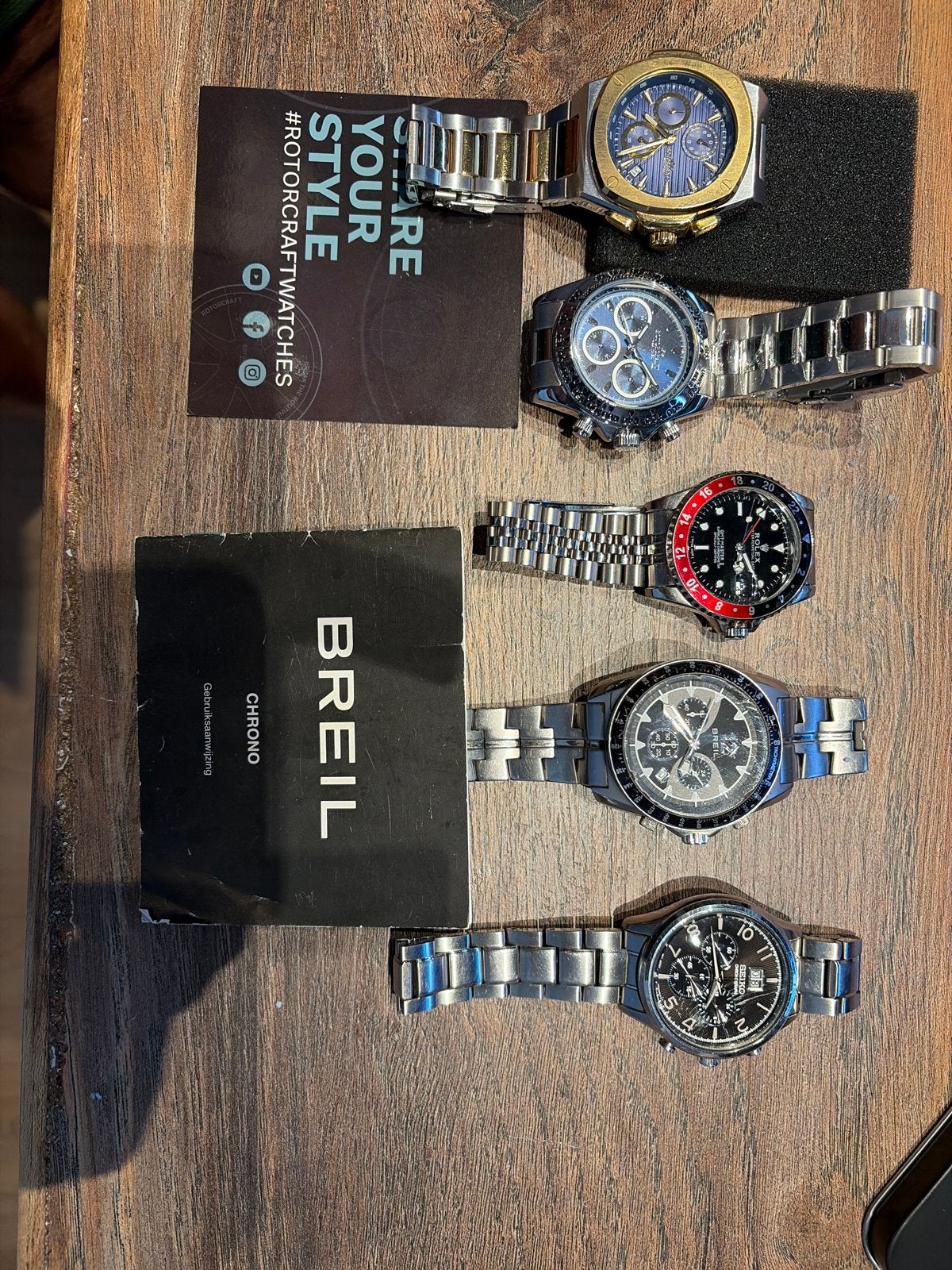 Diverse Herenhorloges: Rolex, Breil, Seiko, Rotorcraft, Gebruikt, Polshorloge, Ophalen of Verzenden, Rolex