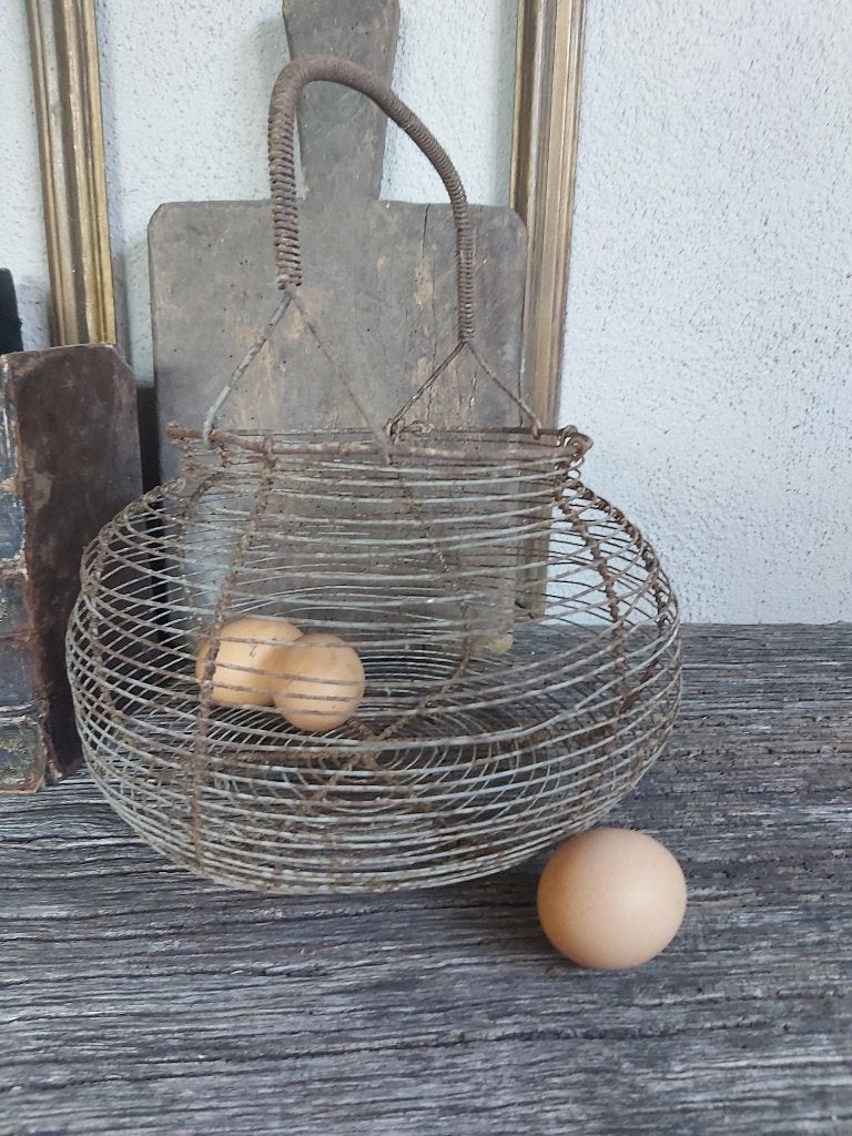 Echte oude franse fil de fer eiermand / draad mand, Ophalen of Verzenden