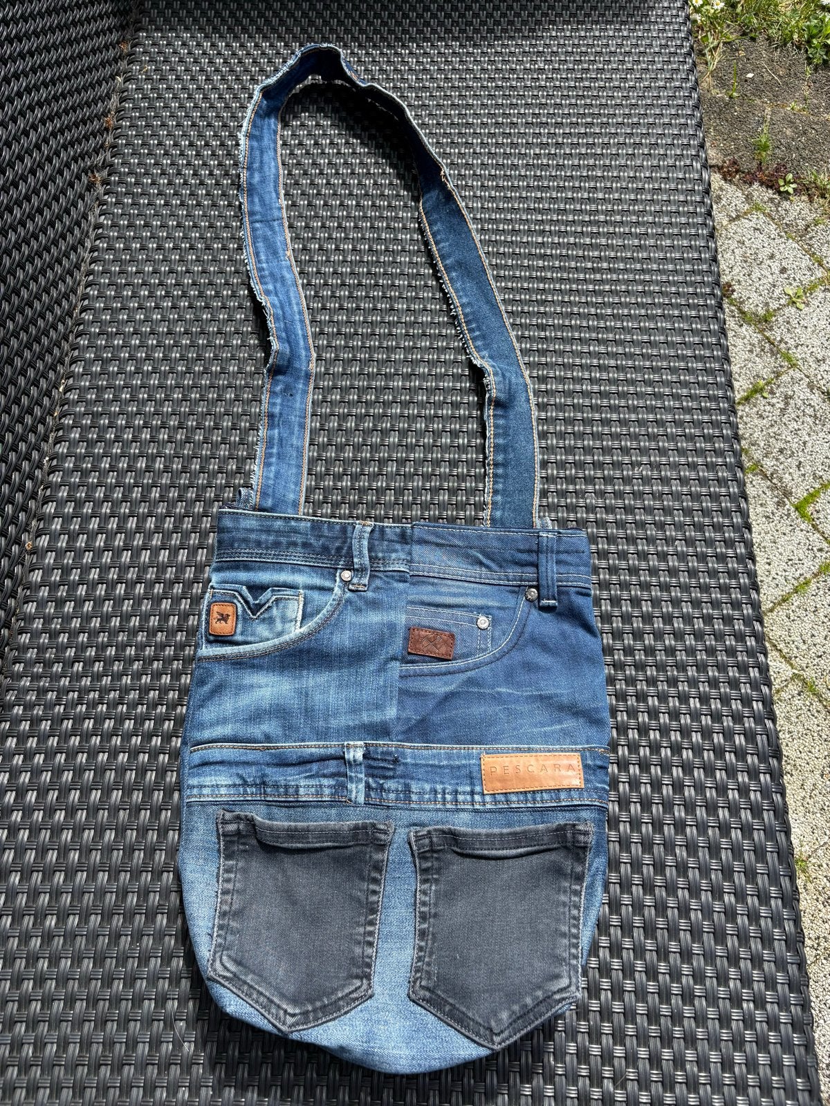Unieke handgemaakte denim tas - Upcycled jeans, Ophalen of Verzenden, Gebruikt, Blauw, Schoudertasje