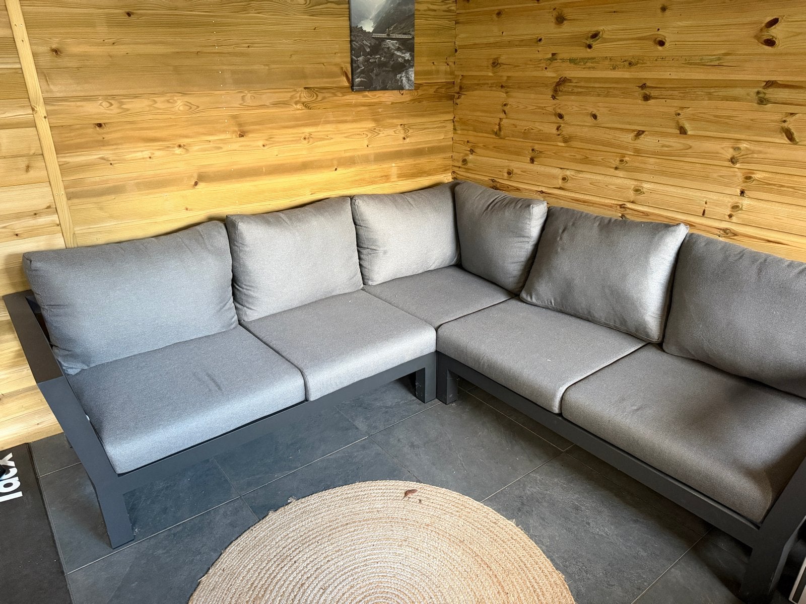 Moderne loungebank voor buiten - Grijs, Ophalen, Zo goed als nieuw, Metaal