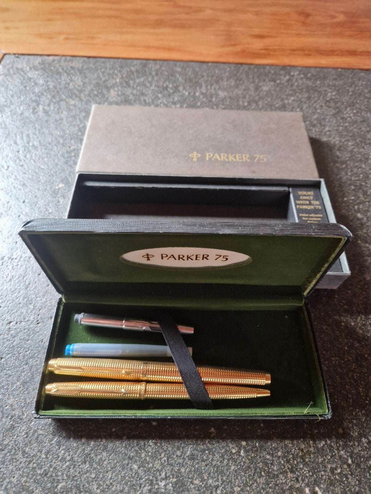 Vintage Parker 75 Pennenset - Balpen en Vulpen in Doos, Pennenset, Parker, Met doosje, Ophalen of Verzenden