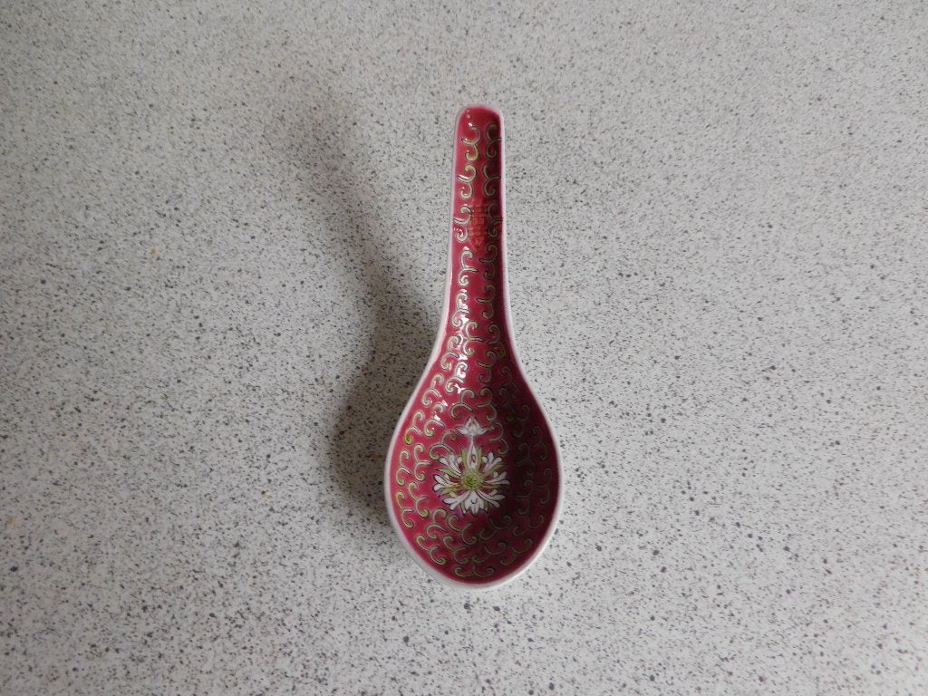 Rijstlepel 14 cm. Rood Mun Shou Made in China, Ophalen of Verzenden